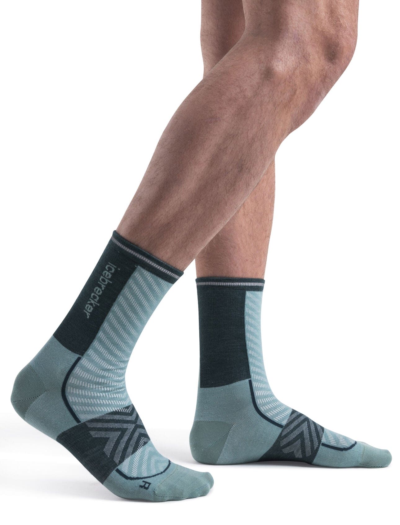 Icebreaker Merino Blend Run+ Ultralight Crew Socks (Men's) - Cloud Ray/Fathom Green - Find Your Feet Australia Hobart Launceston Tasmania 