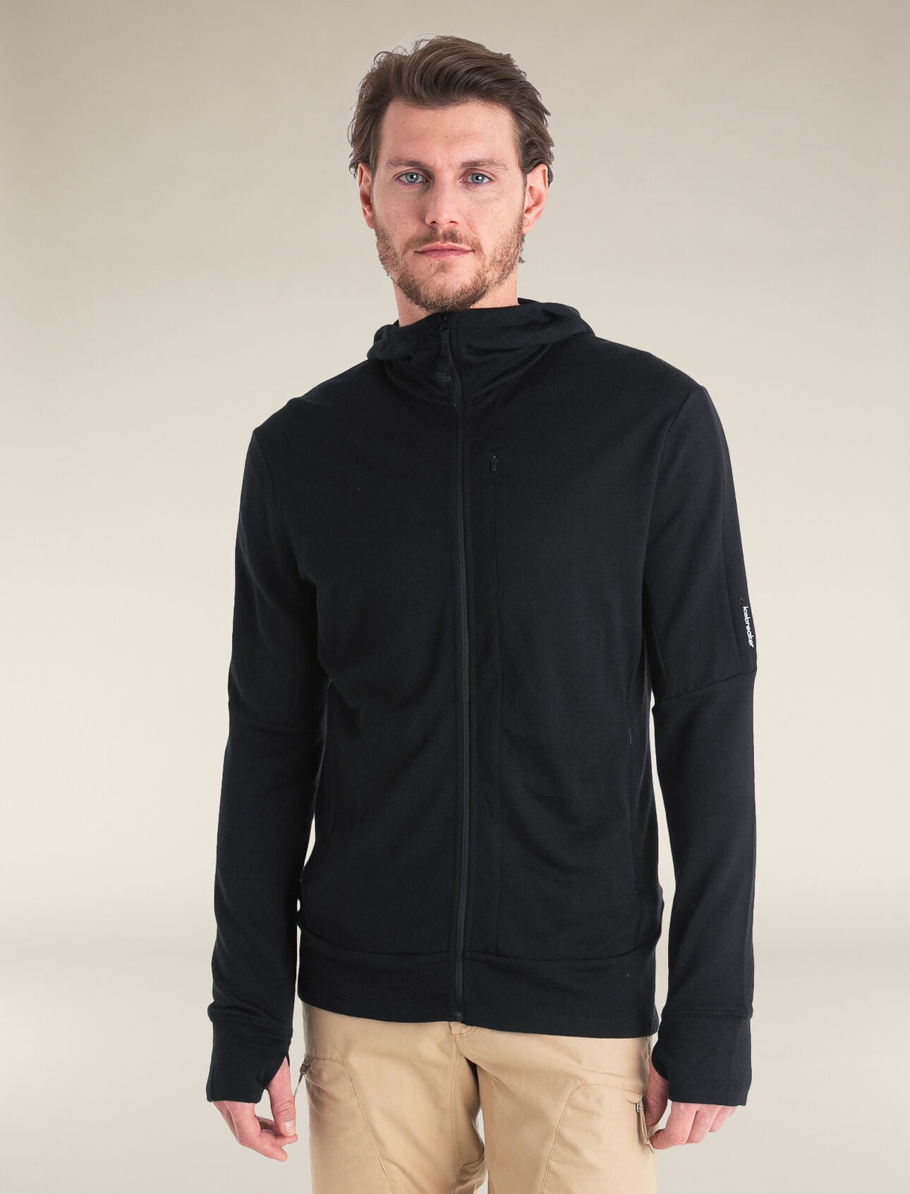 Icebreaker Merino 260 Quantum Long Sleeve Zip Hoodie (Men's) - Black - Find Your Feet Australia Hobart Launceston Tasmania