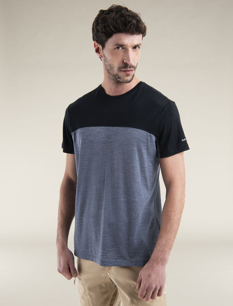 Icebreaker Merino Blend 125 Cool-Lite™ Sphere Short Sleeve T-Shirt Colour Block (Men's) - Graphite Heather/Black - Find Your Feet Australia Hobart Launceston Tasmania