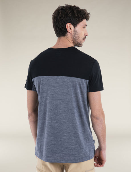 Icebreaker Merino Blend 125 Cool-Lite™ Sphere Short Sleeve T-Shirt Colour Block (Men's) - Graphite Heather/Black - Find Your Feet Australia Hobart Launceston Tasmania