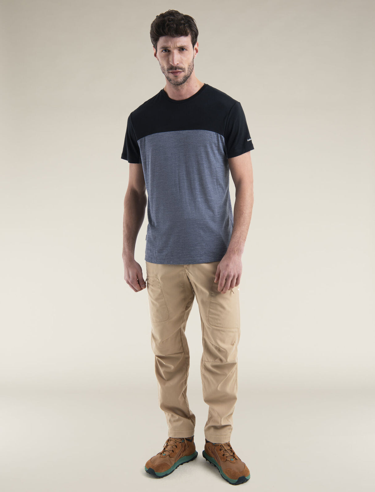 Icebreaker Merino Blend 125 Cool-Lite™ Sphere Short Sleeve T-Shirt (Men's) - Colour Block - Graphite Heather/Black - Find Your Feet Australia Hobart Launceston Tasmania