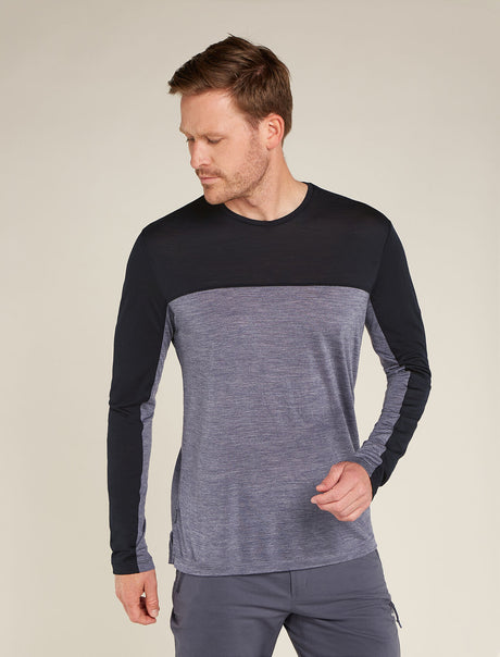 Icebreaker Merino Blend 125 Cool-Lite™ Sphere Long Sleeve T-Shirt (Men's) - Colour Block - Graphite/Heather - Find Your Feet Australia Hobart Launceston Tasmania
