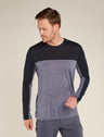 Icebreaker Merino Blend 125 Cool-Lite™ Sphere Long Sleeve T-Shirt (Men's) - Colour Block - Graphite/Heather - Find Your Feet Australia Hobart Launceston Tasmania