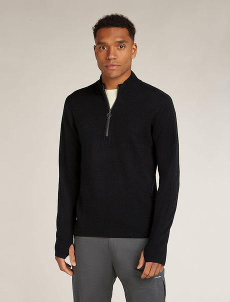 Icebreaker Merino Anniversary Original Long Sleeve Half Zip Top (Men's) - Black - Find Your Feet Australia Hobart Launceston Tasmania