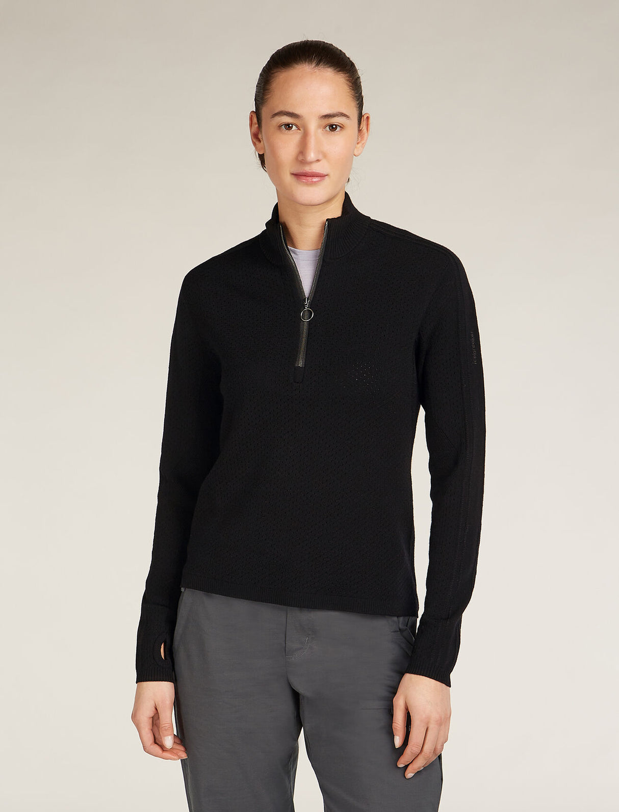 Icebreaker Merino Anniversary Original Long Sleeve Half Zip Top (Women's) - Black - Find Your Feet Australia Hobart Launceston Tasmania