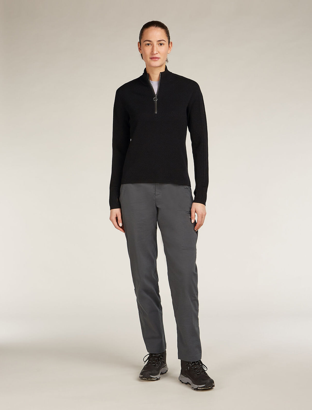 Icebreaker Merino Anniversary Original Long Sleeve Half Zip Top (Women's) - Black - Find Your Feet Australia Hobart Launceston Tasmania