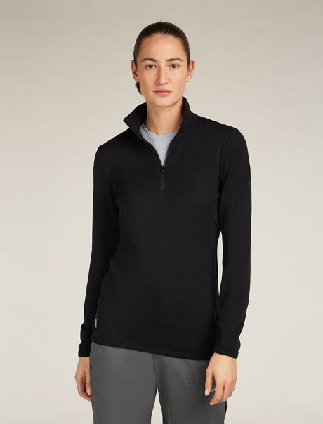 Icebreaker Merino 300 Original Long Sleeve Half Zip Top (Women's) - Black - Find Your Feet Australia Hobart Launceston Tasmania