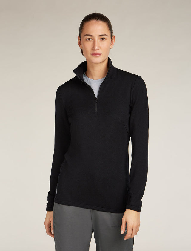 Icebreaker Merino 300 Original Long Sleeve Half Zip Top (Women's) - Black - Find Your Feet Australia Hobart Launceston Tasmania