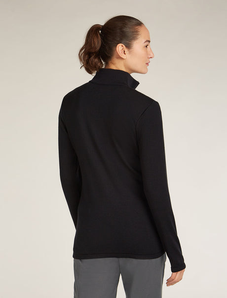 Icebreaker Merino 300 Original Long Sleeve Half Zip Top (Women's) - Black - Find Your Feet Australia Hobart Launceston Tasmania