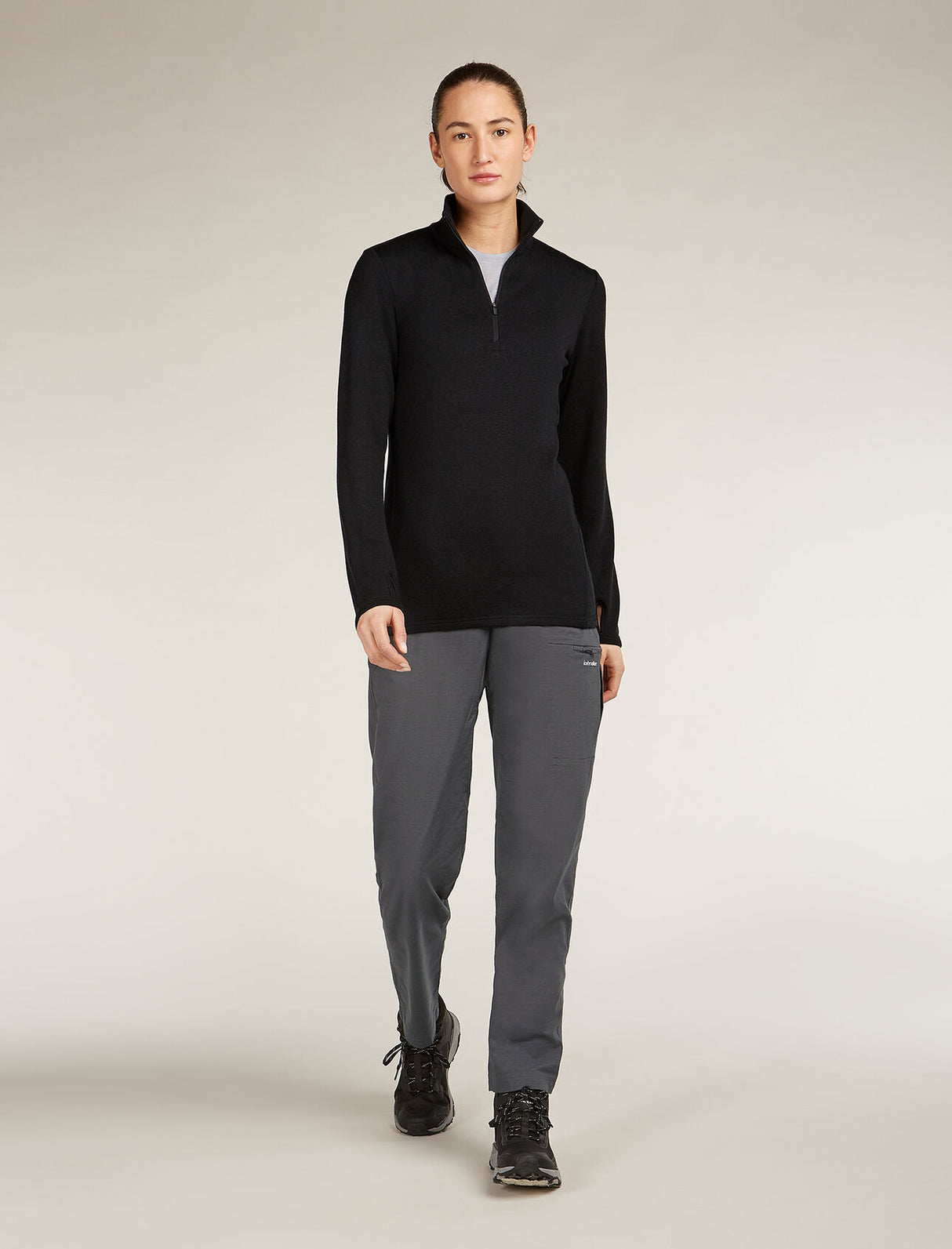 Icebreaker Merino 300 Original Long Sleeve Half Zip Top (Women's) - Black - Find Your Feet Australia Hobart Launceston Tasmania