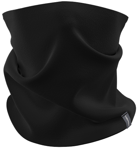 A black fleece neck gaiter or balaclava shown in a draped studio shot against a white background, featuring a small gray brand tag on the lower right edge. - Icebreaker Merino Blend 800 RealFleece Classic Pile Chute (Unisex) - Black