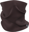 A dark brown fleece neck gaiter or balaclava shown in a draped, folded presentation on a solid white background, with a small gray brand tag on the lower right edge. - Icebreaker Merino Blend 800 RealFleece Classic Pile Chute (Unisex) - Bittersweet