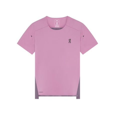 Pink athletic shirt with a logo on a white background - On Performance-T (Women's) - Dewberry/Sakura