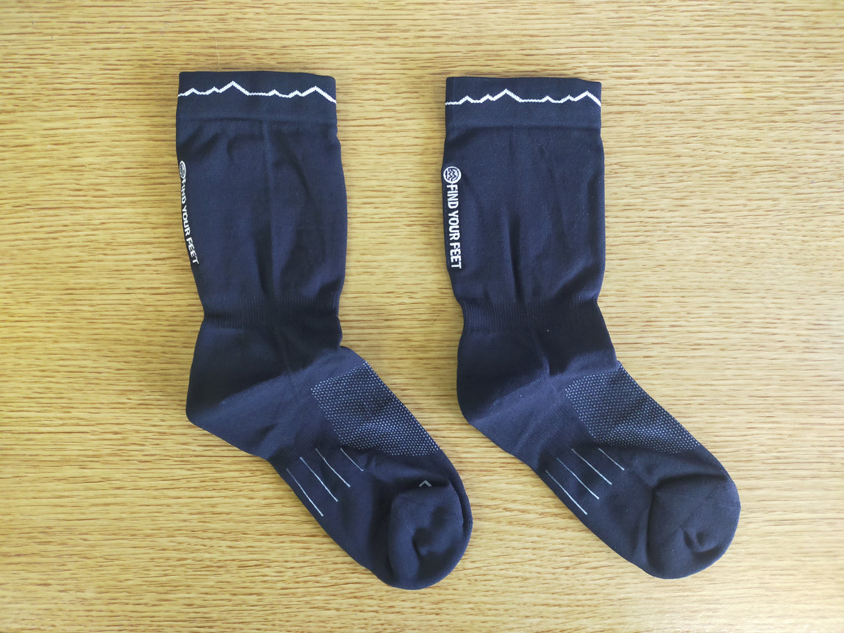 Find Your Feet Crew Trail Running Socks (Unisex) - Black - Find Your Feet Australia Hobart Launceston Tasmania