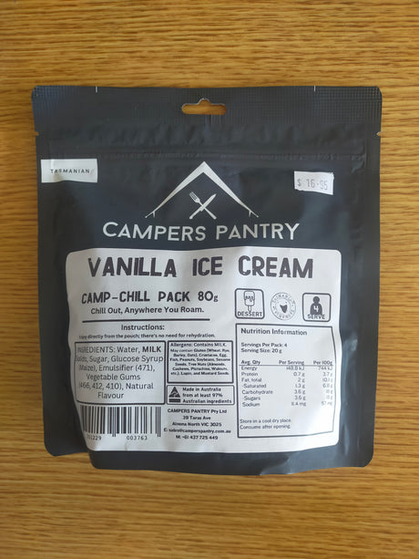 Campers Pantry Freeze Dried Ice Cream - Vanilla (80g) - Find Your Feet Australia Hobart Launceston Tasmania