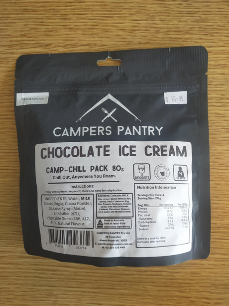 Campers Pantry Freeze Dried Ice Cream - Chocolate (80g) - Find Your Feet Australia Hobart Launceston Tasmania