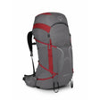 Gray and red Osprey backpack on a white background - Osprey Eja 55 Pro Backpack (Women's) - Dale Grey/Poinsettia Red