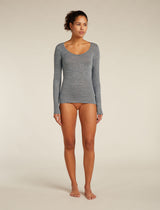 Icebreaker Merino 150 Siren Long Sleeve Sweetheart Top(Women's) - Gritstone Heather - Find Your Feet Australia Hobart Launceston Tasmania