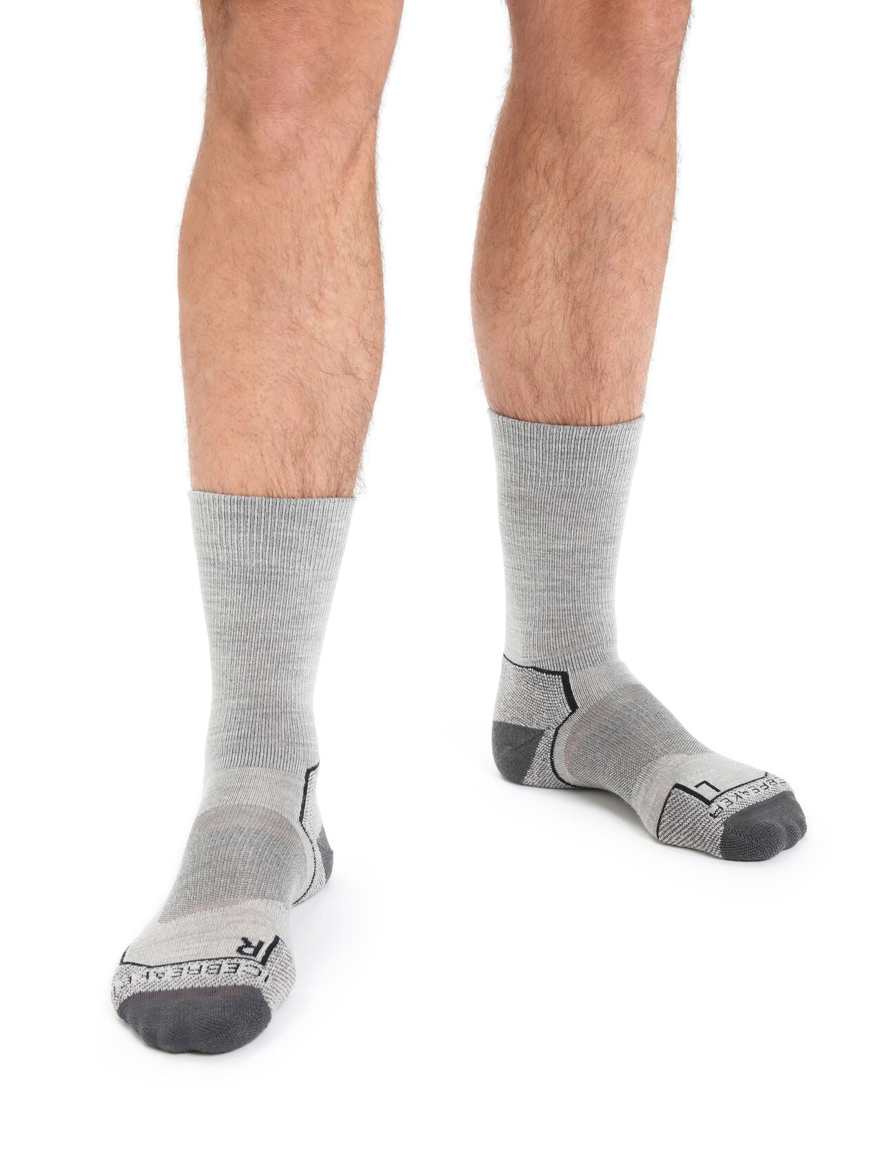 Icebreaker Merino Hike+ Light Crew Socks (Men's) - Blizzard/Heather - Find Your Feet Australia Hobart Launceston Tasmania