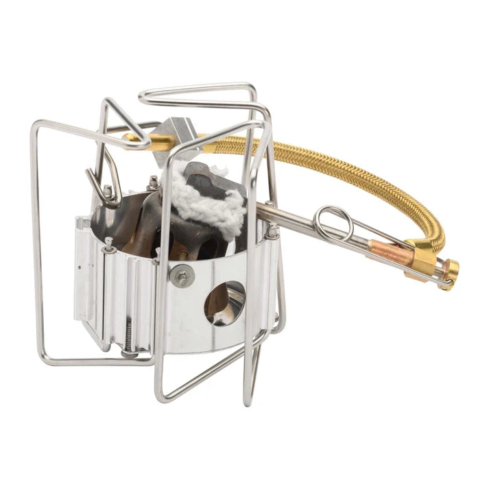 Portable camping stove with a white background - MSR Dragonfly Stove