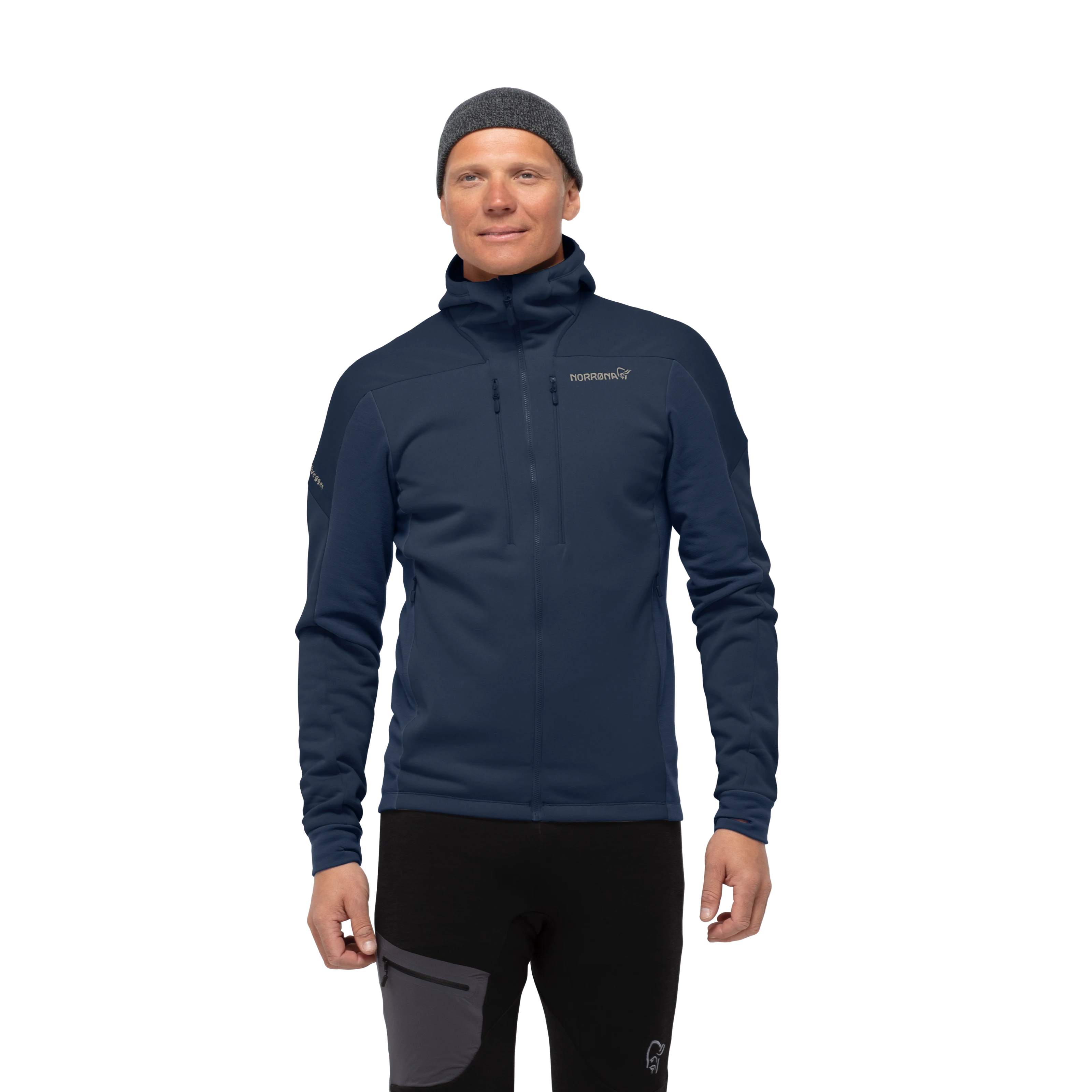 Norrøna Trollveggen Powerstretch Pro Zip Hood (Men's) - Indigo Night - Find Your Feet Australia Hobart Launceston Tasmania