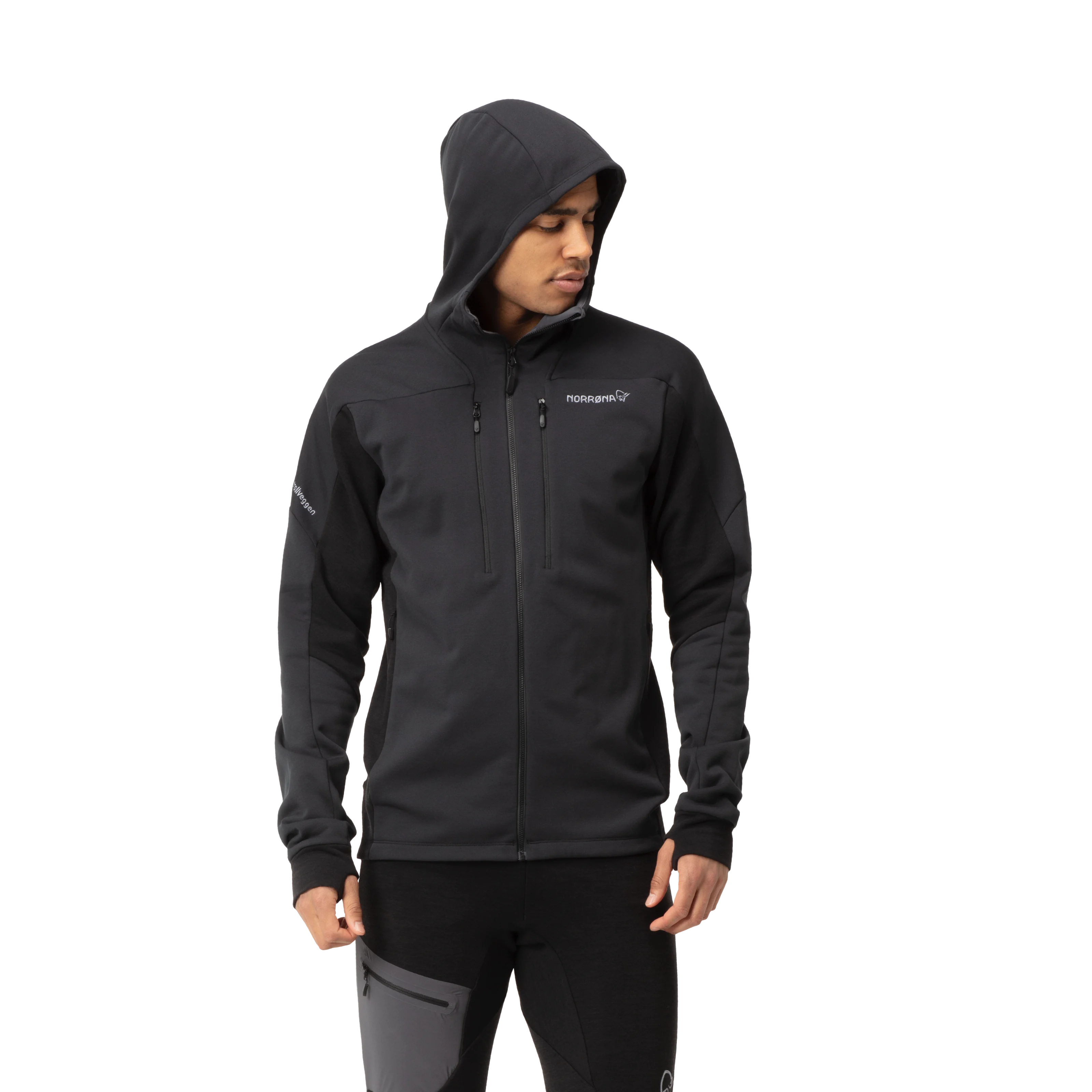 Norrøna Trollveggen Powerstretch Pro Zip Hood (Men's) - Caviar - Find Your Feet Australia Hobart Launceston Tasmania