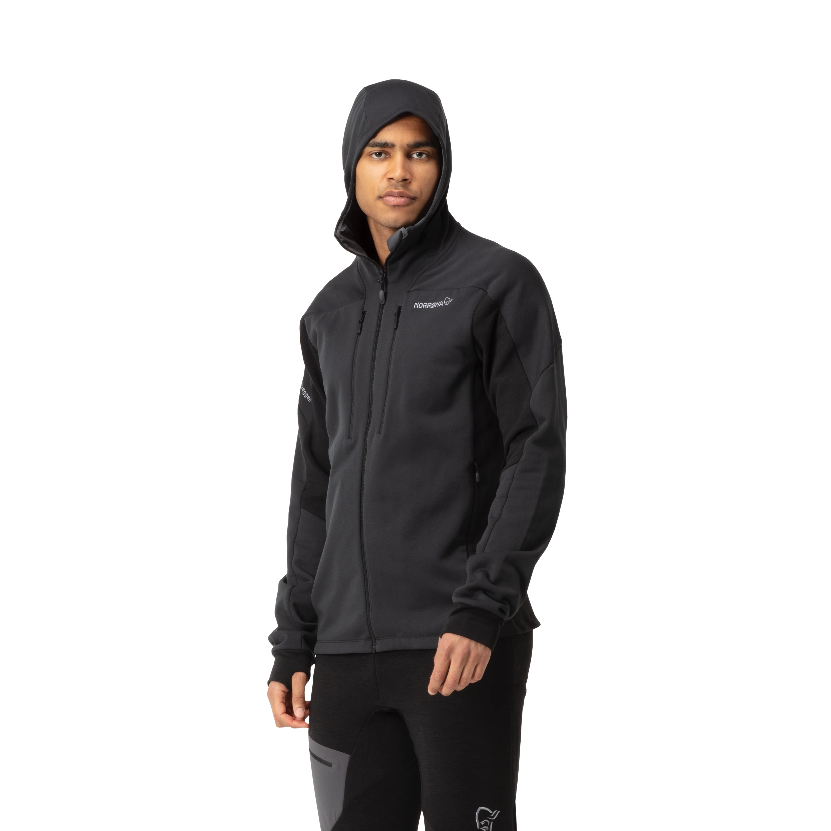 Norrøna Trollveggen Powerstretch Pro Zip Hood (Men's) - Caviar - Find Your Feet Australia Hobart Launceston Tasmania