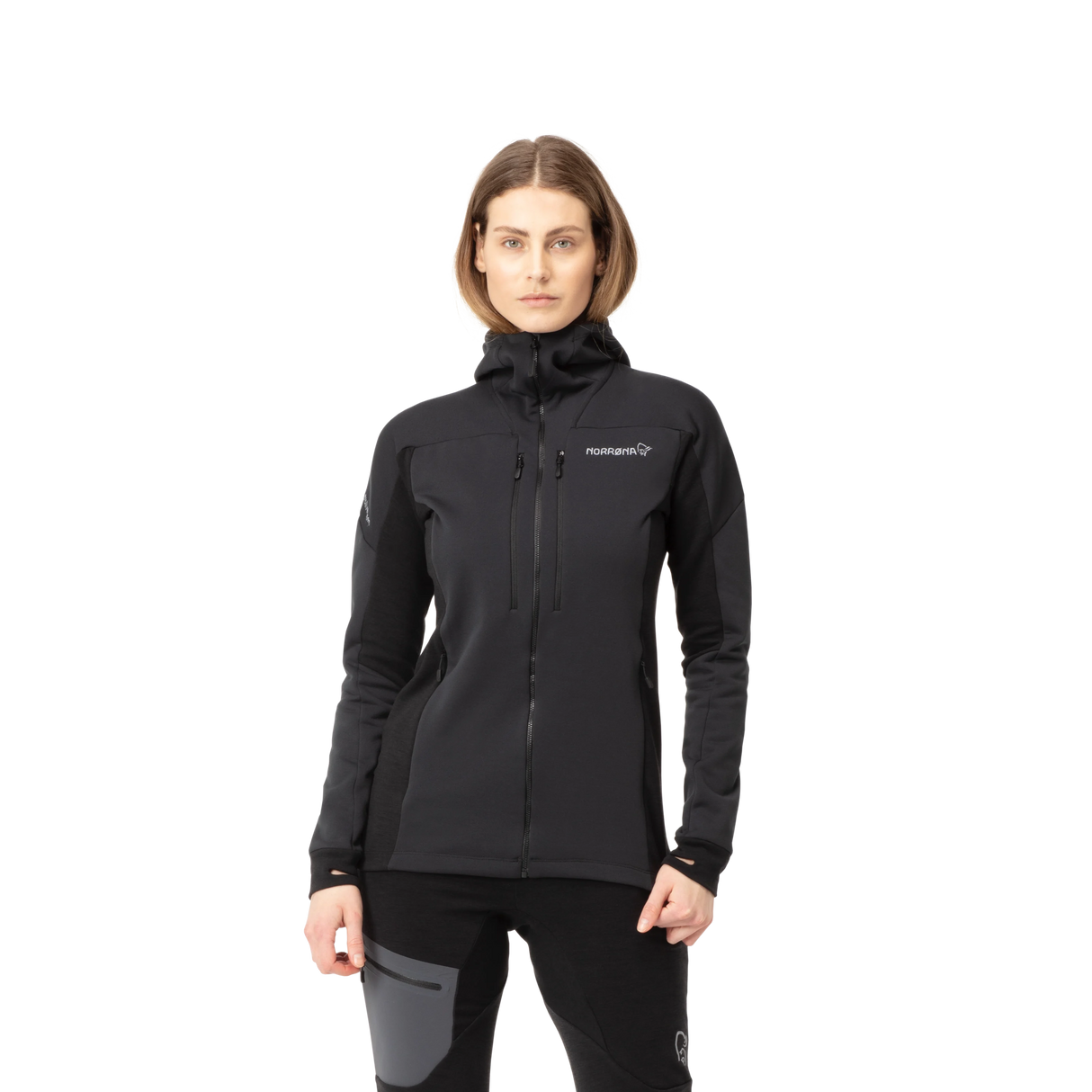 Norrøna Trollveggen Powerstretch Pro Zip Hood (Women's) - Caviar - Find Your Feet Australia Hobart Launceston Tasmania