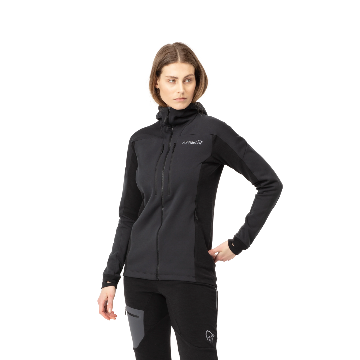 Norrøna Trollveggen Powerstretch Pro Zip Hood (Women's) - Caviar - Find Your Feet Australia Hobart Launceston Tasmania