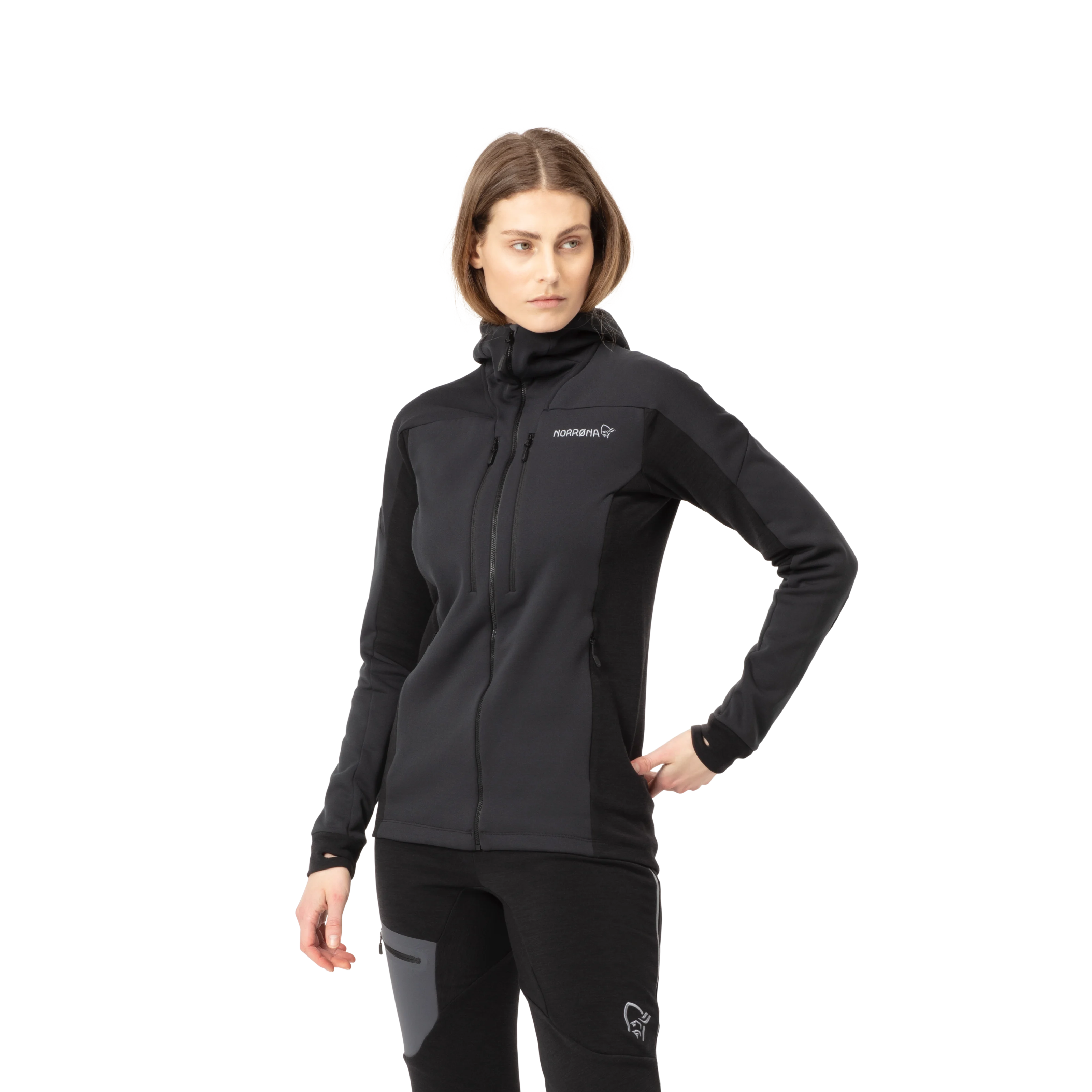 Norrøna Trollveggen Powerstretch Pro Zip Hood (Women's) - Caviar - Find Your Feet Australia Hobart Launceston Tasmania