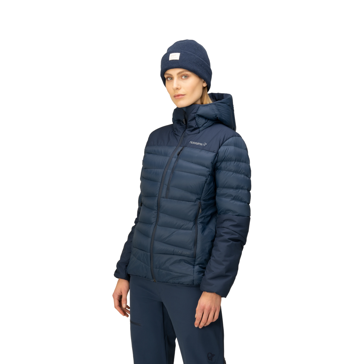 Norrøna Falketind Down750 Hood (Women's) - Indigo Night - Find Your Feet Australia Hobart Launceston Tasmania