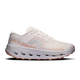 White running shoe with gray accents on a white background - On Cloudultra 3 Shoes (Women's) - Oyster/Ether