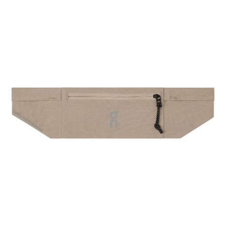 Beige waist bag with a black strap on a white background - On Speed Belt (Unisex) - Fog