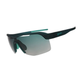 Sunglasses with black frame and green-tinted lenses on a white background - Goodr Bolt G's Sunglasses - Electric Zen Machine