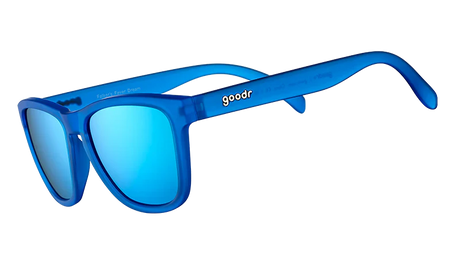 goodr FALKORS FEVER DREAM blue sunglasses with a brand logo on a white background