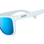 Goodr ICED BY YETIS White sunglasses with blue lenses on a white background