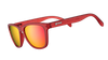 goodr PHOENIX AT A BLOODY MARY BAR Red sunglasses with yellow-tinted lenses on a white background