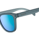 goodr SILVERBACK SQUAT MENTALITY Sunglasses with blue lenses and gray frame on a white background