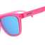 goodr Flamingos on a Booze Cruise Pink sunglasses with blue lenses on a white background