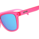 goodr Flamingos on a Booze Cruise Pink sunglasses with blue lenses on a white background