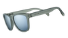Goodr VALHALLA WITNESS gray sunglasses with blue lenses on a white background