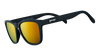 goodr WHISKEY SHOTS WITH sATAN Black sunglasses with yellow lenses on a white background