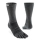 Pair of gray five-toe socks on a white background - Injinji Trail Midweight Crew Toesocks (Unisex) - Granite