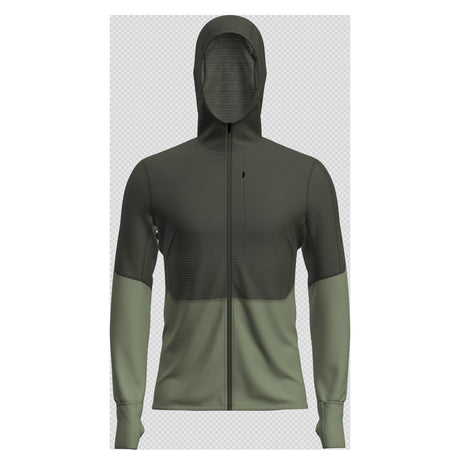 Green and gray hoodie with a transparent background - Icebreaker Merino Blend 200 Realfleece Descender Long Sleeve Zip Hoodie (Men's) - Dark Loden/Lichen