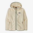 Patagonia Retro Pile Fleece Hoody (Women's) - Natural w/Ellwood Green - Beige - Cream - White