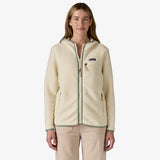 Patagonia Retro Pile Fleece Hoody (Women's) - Natural w/Ellwood Green - Beige - Cream - White