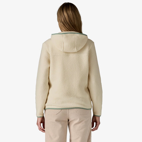 Patagonia Retro Pile Fleece Hoody (Women's) - Natural w/Ellwood Green - Beige - Cream - White