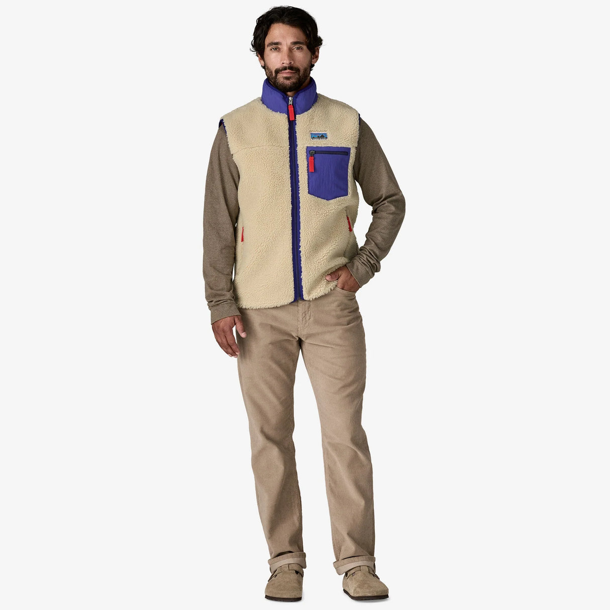 Patagonia Classic Retro-X Fleece Vest (Men's) - Dark Natural - Beige - Cream - Blue - Red