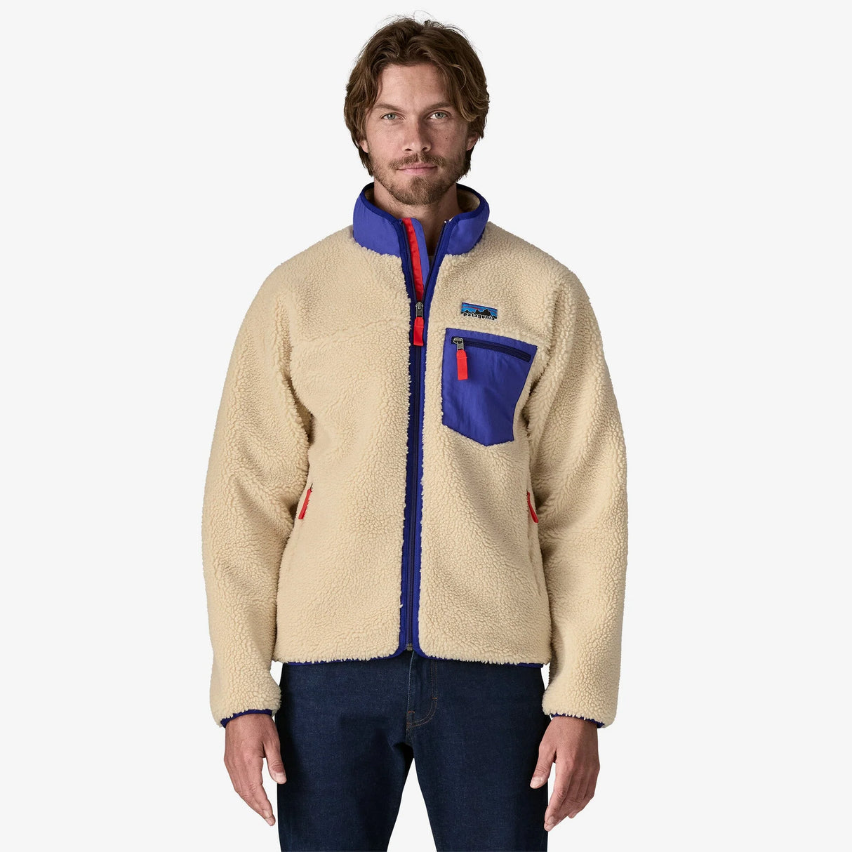 Patagonia Classic Retro-X Fleece Jacket (Men's) - Dark Natural - Beige - Cream - Blue - Red