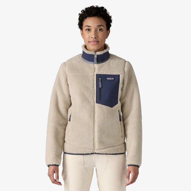 Patagonia Classic Retro-X Fleece Jacket (Women's) - Natural w/New Navy - Find Your Feet Australia Hobart Launceston Tasmania